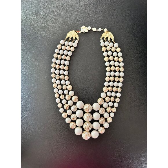 Multi-Strand Cream & White Beads Necklace - Picture 3 of 7